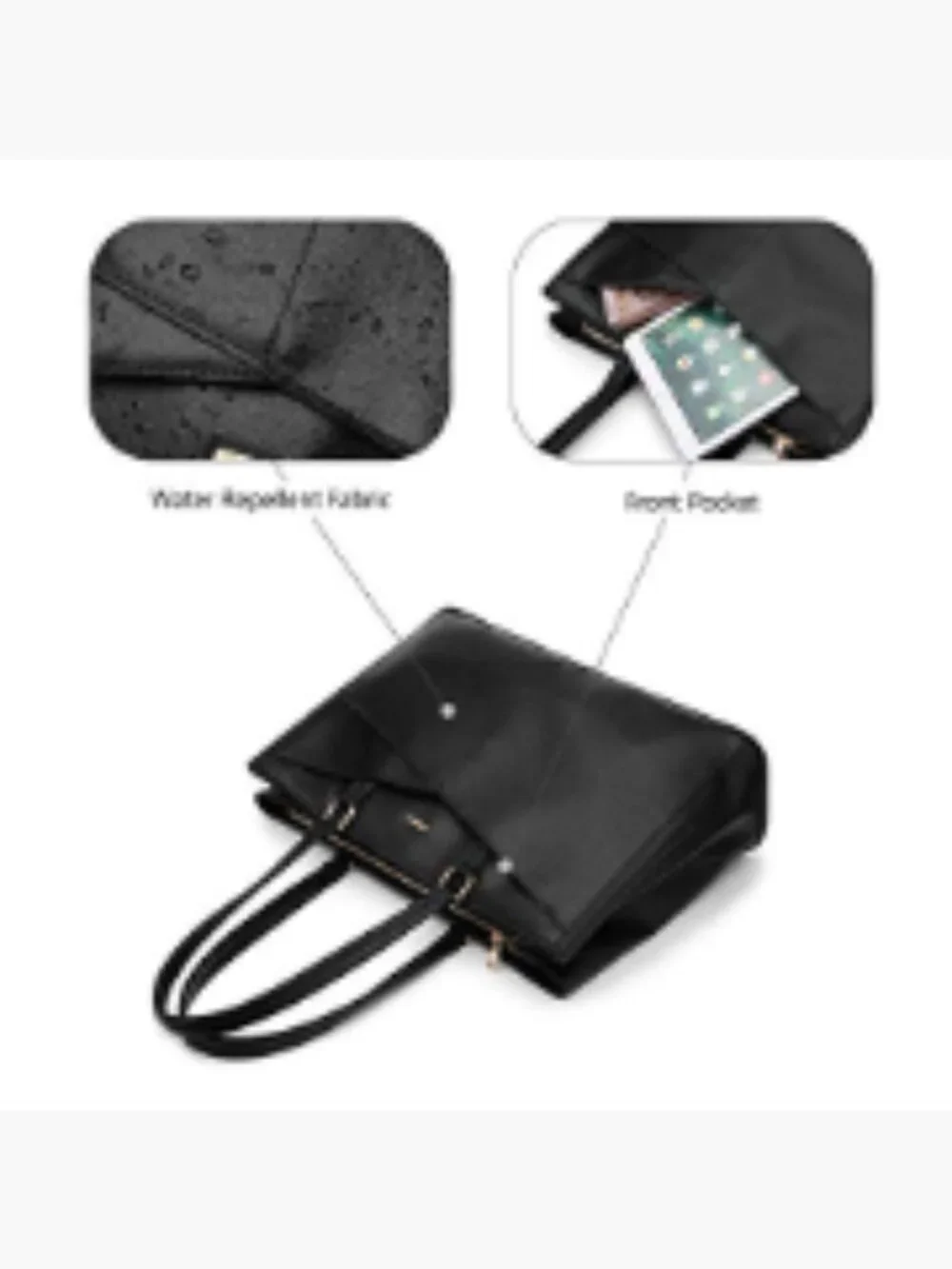 Waterproof Faux Leather Laptop Tote Bag for Women 15.6 Inch Business Work